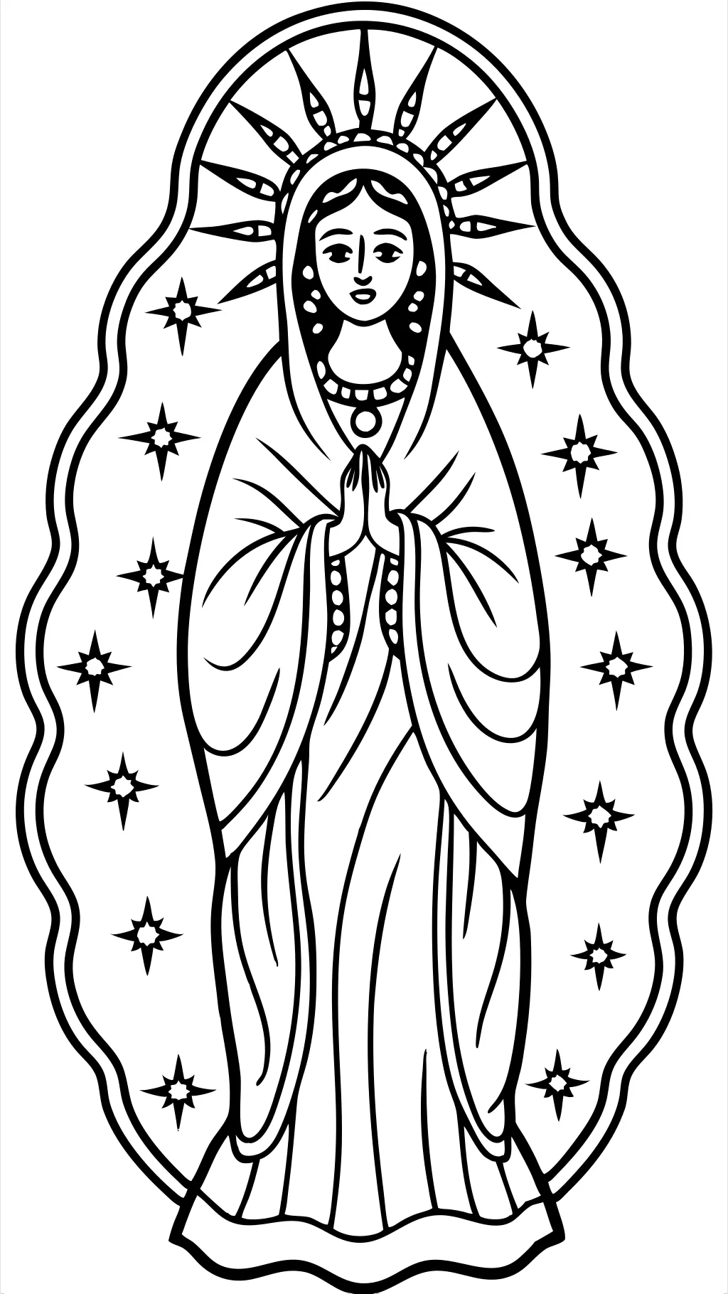 Página para colorear de la dama de Guadalupe